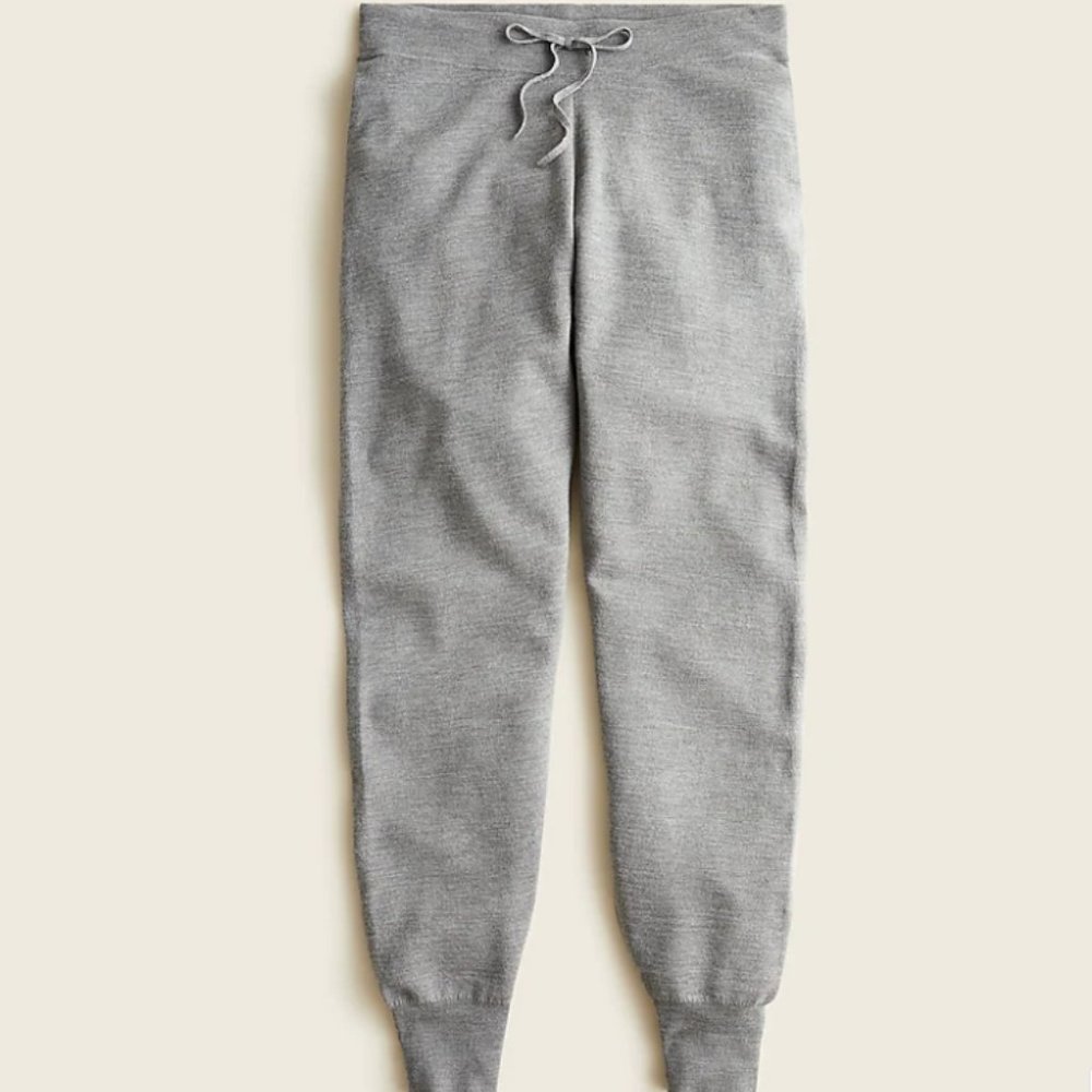 JCREW Women's 100% Merino Wool Jogger Pant, High Waist, Grey, Medium